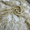 1 Yard Corded Bridal Lace Fabric Embroidered on Net Mesh White
